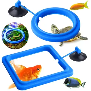 Fish Feeding Ring, 2 s Fish Feeder Aquarium Fish Turtle Tank Accessories Food Feeder Circle for Guppy, Bettas, Goldfish, Turtle (Blue)