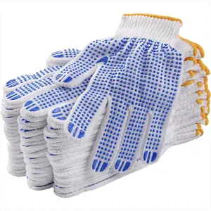12Pairs Grip Safety Work Gloves Anti-slip Dots Bulk Gloves Moist Cotton Knit Gloves for Garage Warehouse Construction