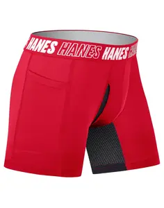 Hanes Moves Boys' Anti-Chafe Long Leg Boxer Brief Underwear, Assorted Colors, 6-Pack