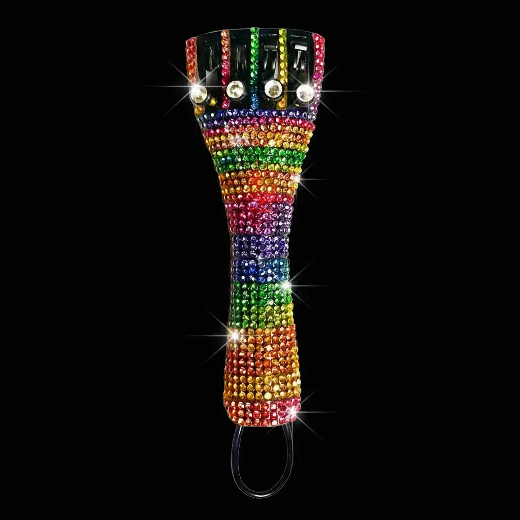 Rainbow Crystal Violin Tailpiece | Multi-Color Crystal Fine Tuners