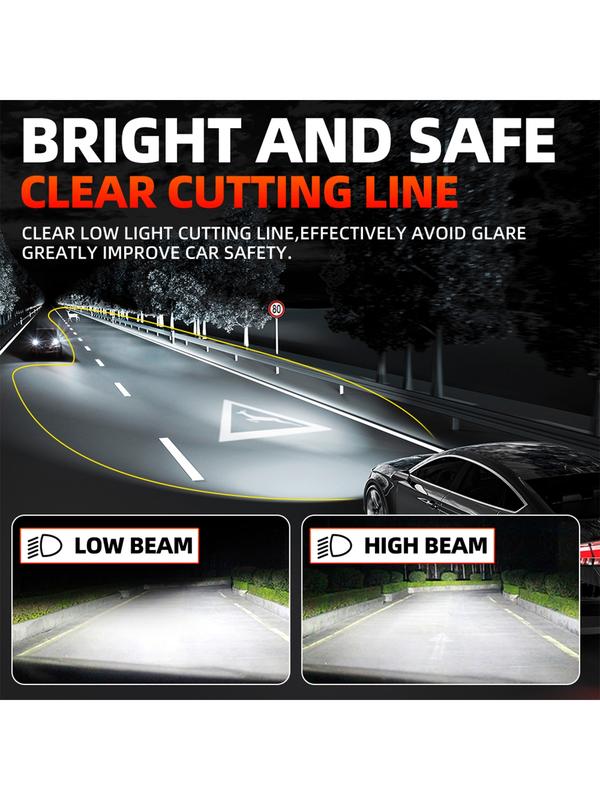 2 Pack H7 H4 H9/H11 9005/HB3 9006/HB4 LED Car Headlight Bulbs 12-24V No Canbus Error High and Low Beam Automotive Lens with Aviation Aluminum Heat Dissipation Fan Plug and Play for Cars Trucks SUVs Truck Lighting Solution Modern Headlight Upgrade