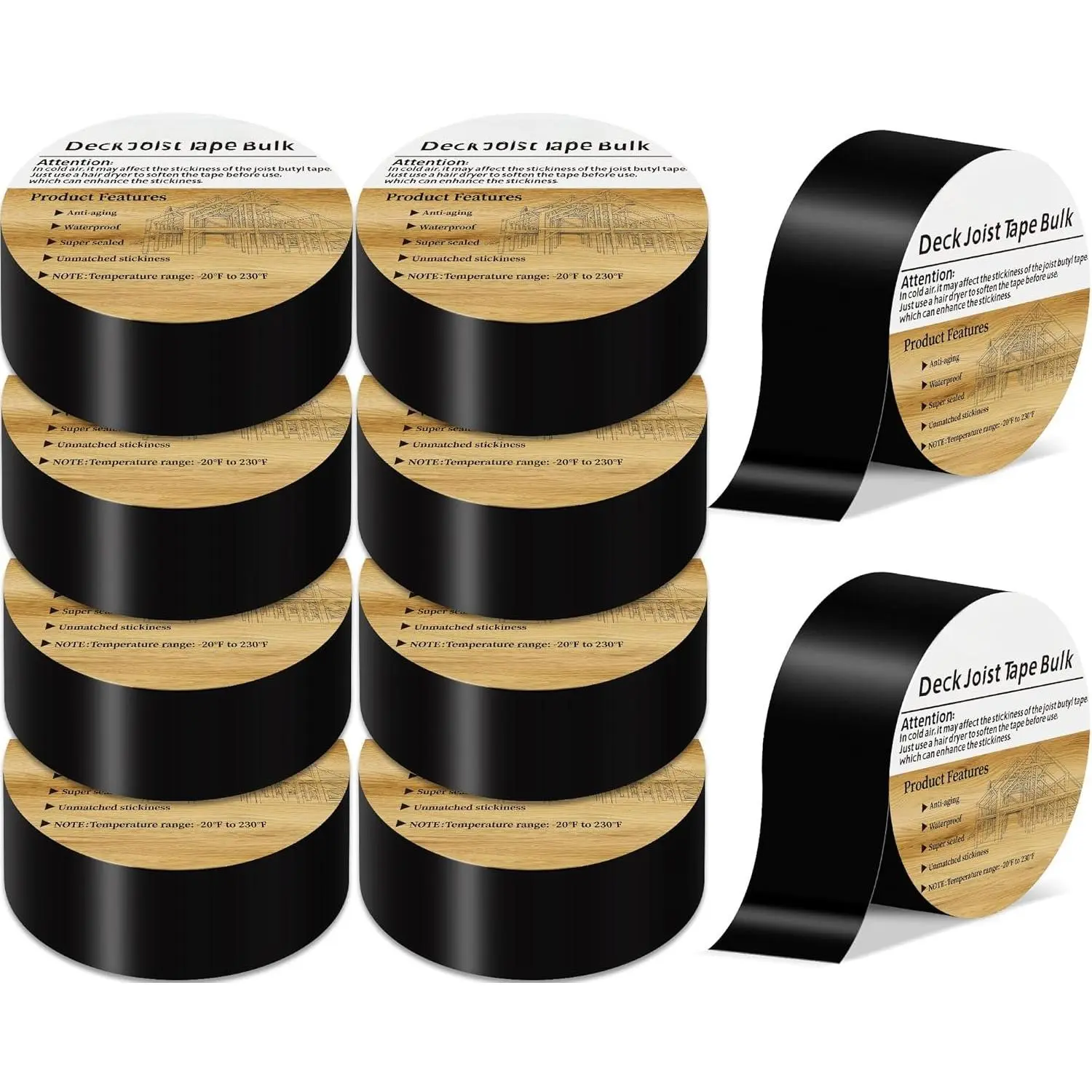 10 Rolls Joist Tape Decks Bulk Flashing Tape for decking 2 Inch x 50' Weatherproof Butyl Sealant Deck Tape Joist-Beam Joist Tape for  Joists Decks Roof