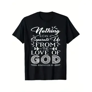 Romans 8: 38-39 Nothing Can Separate Us from Gods Love T-Shirt - Inspirational Bible Verse Tee with Decorative Swirls, 100%, Slightly Elastic Unisex Casual Round Neck Short Sleeve Shirt( S-XXXL), Spiritual Clothing Bold Print Tee Tshirt