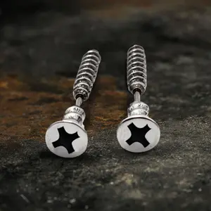 GTHIC Unisex Screw Stainless Steel Stud Earrings For Rapper Biker Rider Daily Wear