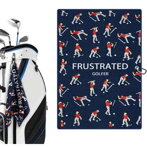 Microfiber Golf Towels (16" X 24") with Carabiner Clip, Waffle Pattern Golf Towel Hook and Loop Fastener, Golf Club Towel, Premium Golf Accessories, Gift for Men, Golfers, Dad (Navy Blue)