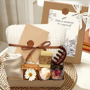 Self Care Spa Gift Mother's Day Anniversary Gift Set, Sympathy Comfort Scented Gifts with Blanket Mug Soap,for Mom Wife Girlfriend Friend Sister Grandma Teacher Nurse Her