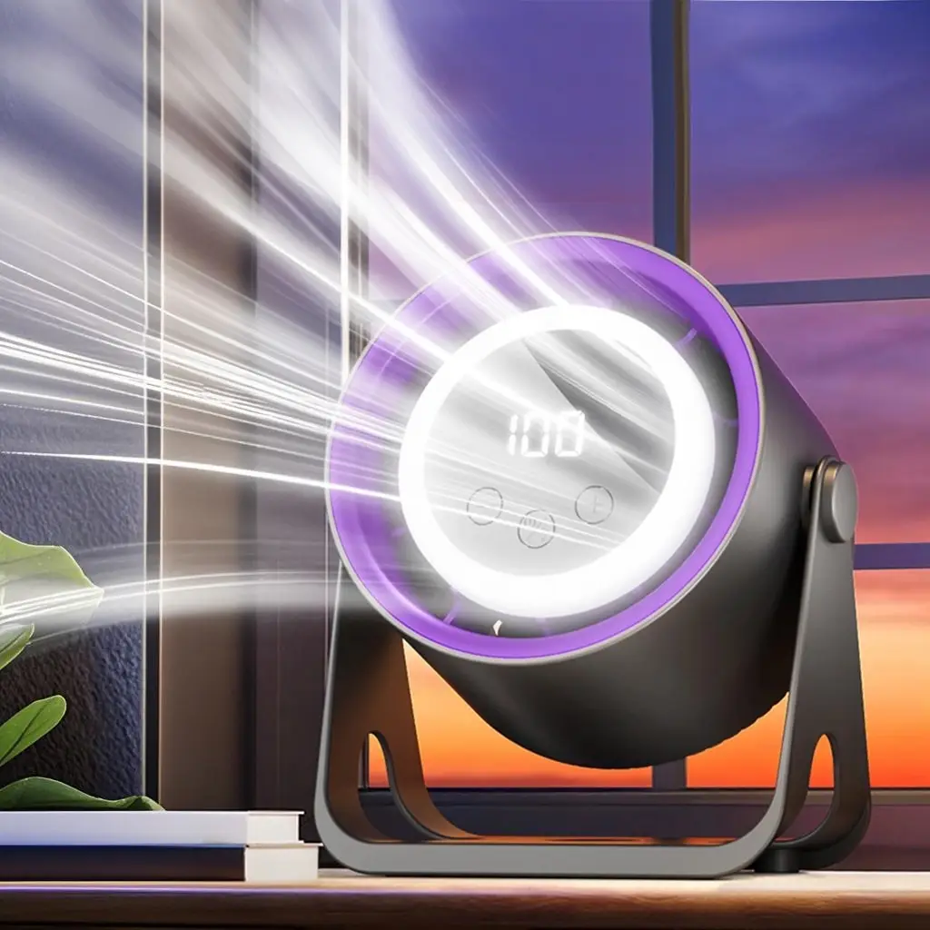 Summmer gift, portable fan, desktop lighting fans, 4 wind speeds, powered by 1800mAh battery, up to 8 hours, 3 placement options, suitable for vario