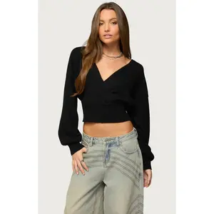 Edikted Women's Lillia V Neck Wrap Sweater