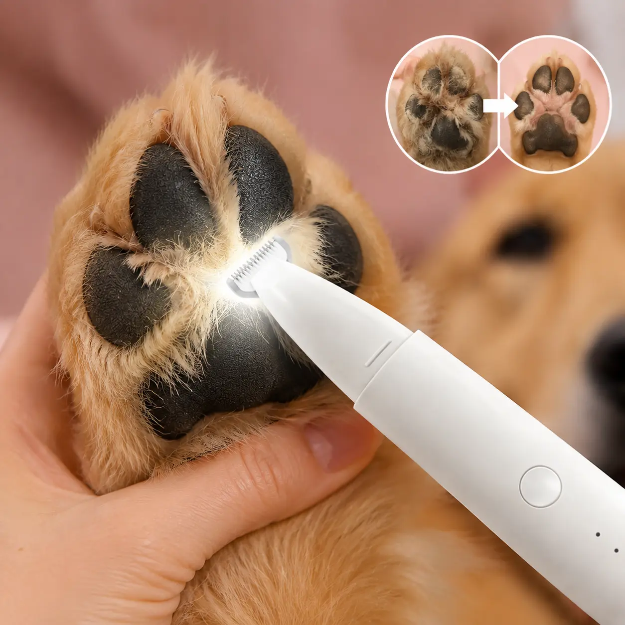Dog & Cat Paw Trimmer Clipper - 18mm Wide Blade, Low Noise, USB-C Rechargeable Precision Cut Grooming Tool for Paw Trimming Claw Care