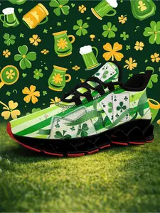 Men's Breathable Abstract Clover Print Casual Shoes, Comfortable Running Sneakers, Fashion Walking Shoes