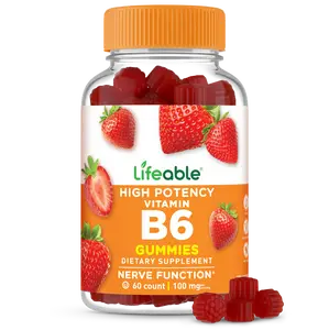 Vitamin B6 Gummies | 100mg | Great Tasting Vit B6 Supplement | Vegan B6 Vitamins for Nerve Support Supplement | Vitamin B 6 for Adults, Men, Women | 60 Gummies | Lifeable