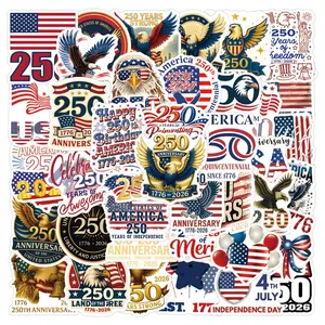 Cartoon 250th Anniversary US Decal Stickers for Water Bottles Phones Computers Waterproof Decorative Labels