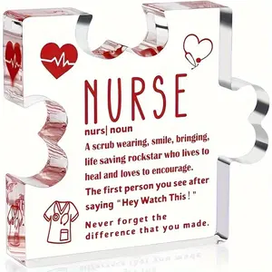 Nurse Themed Acrylic Puzzle Shaped Ornament, Creative Irregular Acrylic Decorative Table Sign, Nurse Appreciation Gift, Home Decor, Acrylic Plaque Sign