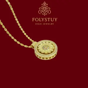 【FOLYSTUY (Y155)】[The necklace is 17.7 inches long] Sunshine-style unisex necklace with a rotating compass and sunflower, versatile casual pendant