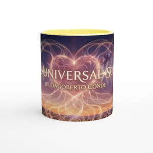 The Universal Song Cosmic Connection Mug - 11oz Ceramic Mug with Yellow Inside for Spiritual Journeys