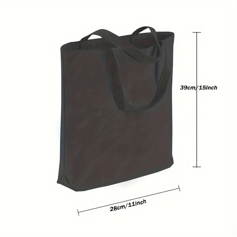 2-Pack Black Canvas Tote Bags, 15 x 11 inches — handcrafted, sturdy, reusable shopping bags with large capacity; eco-friendly multipurpose bags for groceries, picnics, the beach, and school books