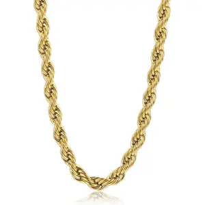 3/5/7 millimeter twisted rope chain gold stainless steel necklace unisex chain silver gift 16-30inch Iced Out Jewelry Fashionable Jewelry