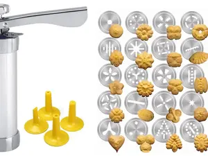 25-Piece DIY Biscuit Cookie Churros Press Maker Stainless Steel Kitchen and Decoration Gun Kit