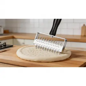 Pizza Dough Docker, Premium Dough Roller with Stainless Steel Spikes, Sturdy Pizza Docking Tool That Prevents Dough from Blistering, Time-Saver for Pizza, Cookie, Pie and Pastry Making  SURE