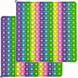 Double-sided Multiplication Game, 1 Count Addition Numbers Pop Fidget Math Toy, Squishy Stress Relief Learning Tool for Kids, Pop Its