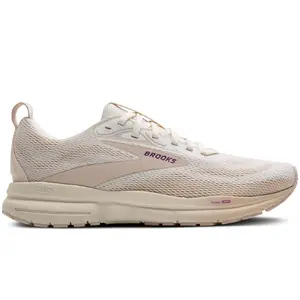Brooks Trace 4 Road-Running Shoes - Women's - Coconut Milk/Almond/Purple - Air-Mesh Uppers & DNA LOFT v2 Cushioning for Comfort