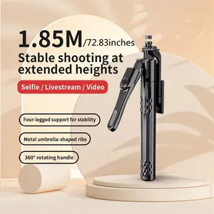 1.85m Tripod Handheld Stabilizer Metal Selfie Stick with Wireless Bluetooth-compatible Stand, Ideal for Smartphone Real-Time Photography