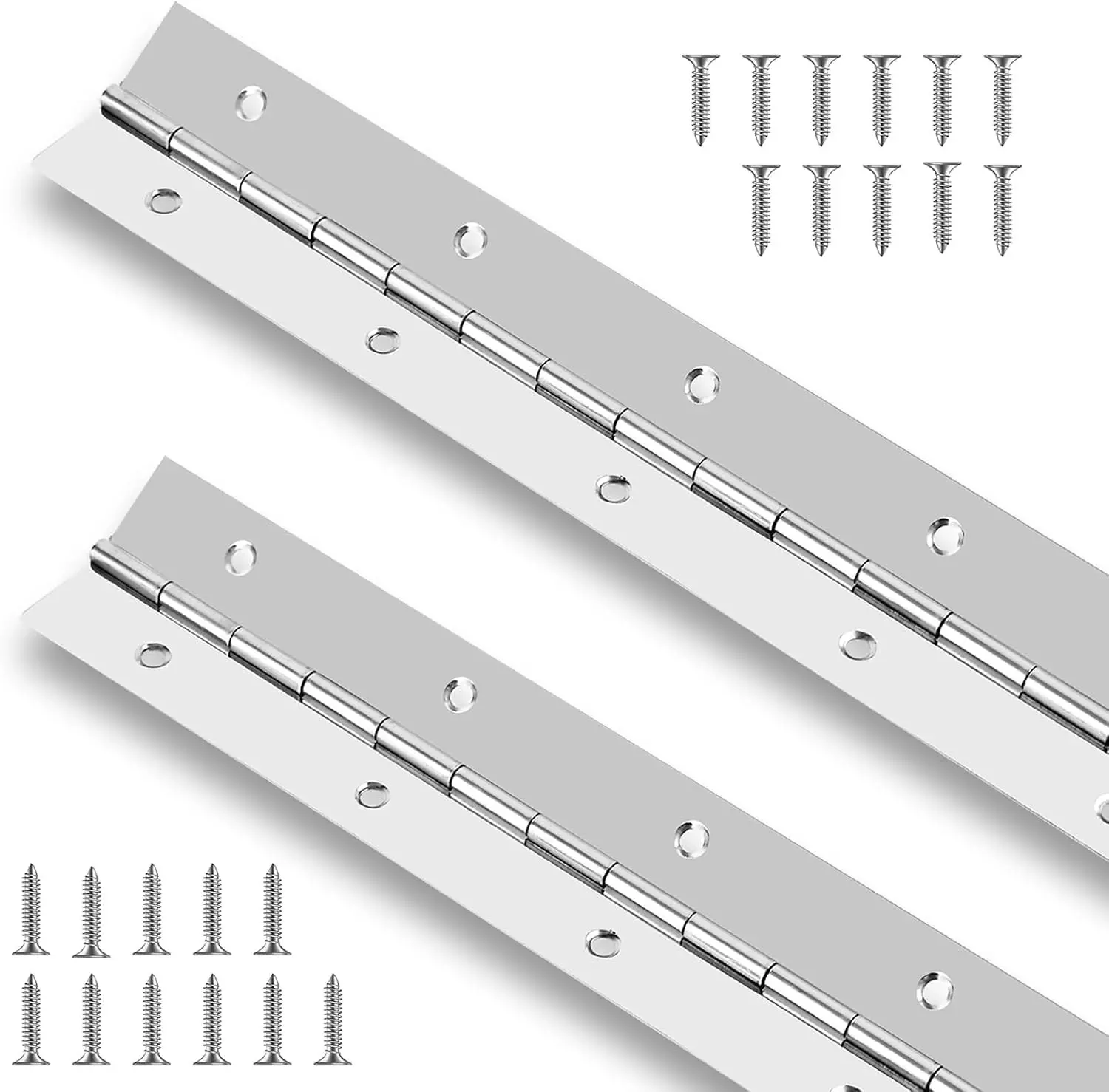 2PCS 12 Inch Piano Hinge Stainless Steel Continuous & Piano Hinge | Heavy Duty Piano Hinges, 0.035" Leaf Thickness, 1.2 Inch Open Width, Screw included