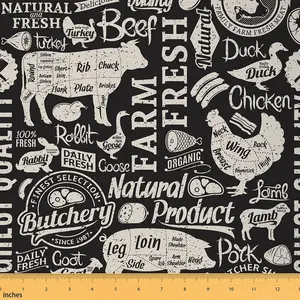 Farm Animal Fabric By The Yard,Milk Cow Upholstery Fabric for Chairs Sofa Couch,Cute Chicken Duck Goose Print Outdoor Waterproof Black White Fabric