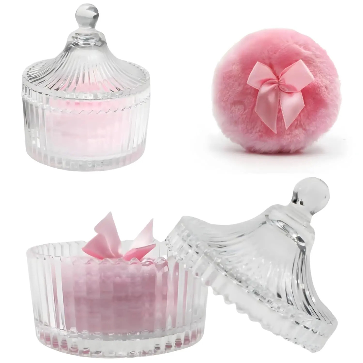2 Pcs Large Body Powder Puff and Container Powder Container with Puff ...