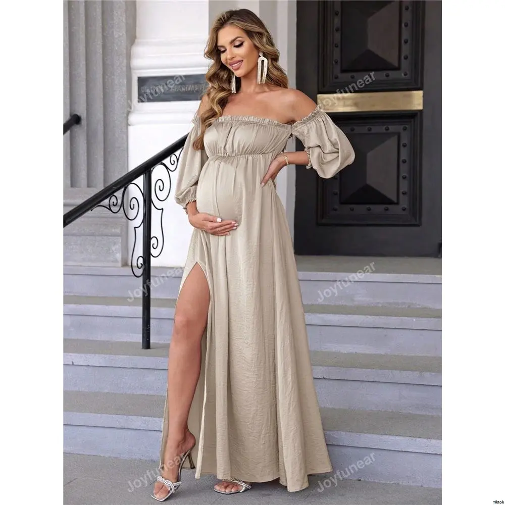 off the shoulder mother of the bride dress with sleeves Off-the-shoulder Slit Front illusion Long Sleeve Plus Size Mother of B –  Ms. Grace