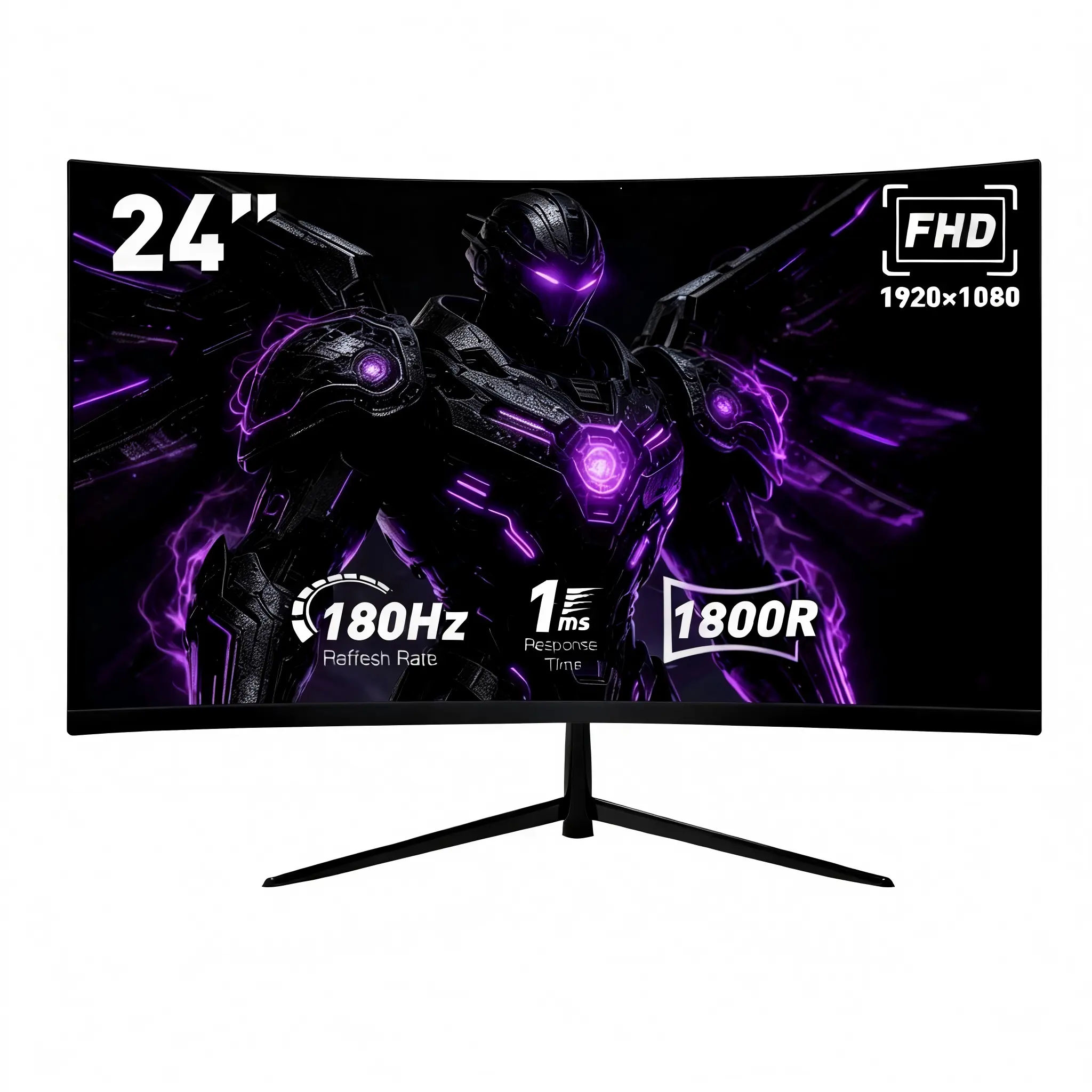 24” Curved FHD IPS Gaming Monitor - 180Hz Refresh Rate, 1ms Response Time, AMD FreeSync, HDMI/DisplayPort Ports, Ultra-Slim, VESA Mount Ready, Black Friday Deal, Desktop Computer Component
