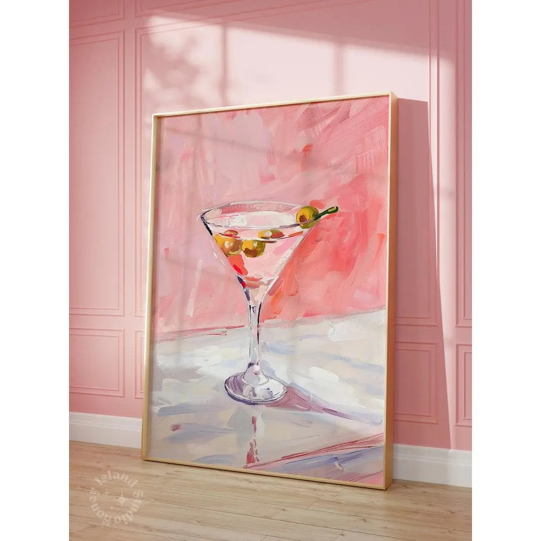 Martini Print Vintage Unframe-Style Wall Art Posters - Waterproof, UV Resistant, Plaid, Funky, Artistic, Hangable, Aesthetic Home Decor Decoration for Preppy Dorms, Maximalist Spaces, Boxing-Packed Home Supplies