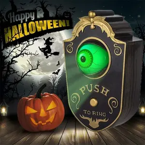 Spooky Eyeball Halloween Doorbell - Animated Sound & Light, Creepy Eyeball Halloween Decor for Trick-or-Treaters & Haunted Houses (Batteries Not Included)