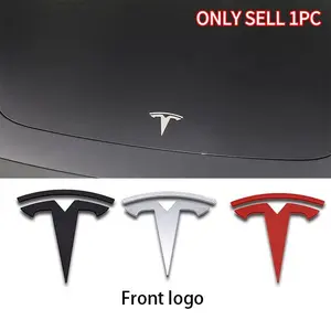 Tesla Front Rear Car Emblem, Fits Model 3/y/s/x, 3D Metallic T-Shaped Badge, Engine Hood Logo, Trunk Logo, Exterior Decoration