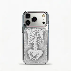 Glass Shockproof Electroplated Silver/Black White Skull iPhone 17ProMax Cover Precise Hole Alignment For Lens Frame 15ProMax Anti-yellow | 14ProMax Anti-fall | 13ProMax Ultra-thin Design 16ProMax AirPhoneCase