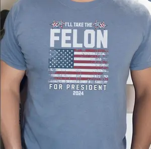 2024 Felon for President Conservative T-shirt Anti Government T-shirt Patriot T-shirt Republican T-shirt Anti Democrat T-shirt USA Flag T-shirt