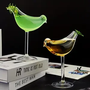 Creative Animal-Shaped High-Heeled Glass Cups, Unique Bird Design Cocktail & Wine Glasses, Party Theme Decorative Collectible Cups