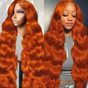 Ginger Wig Human Hair 13x6 HD Lace Frontal Wigs Human Hair Body Wave ginger lace front wigs Human Hair Pre Plucked 180% 350# Ginger Orange Colored Wigs for Women
