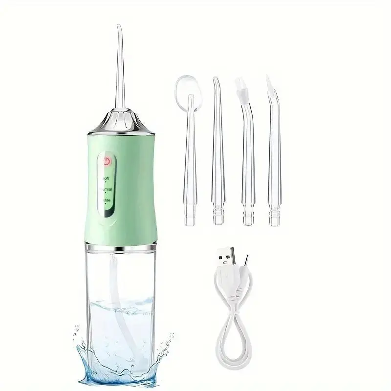 Portable Water Flosser Oral Irrigator, 3 Modes 4 Nozzles USB Charging, Rechargeable Dental Care Device for Adults & Kids, Cordless Water Flosser