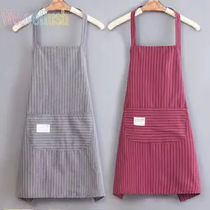 Striped Kitchen Apron with Neck Scarf Design, Sleeveless Polyester Cotton Smock. Breathable, anti-fouling and wear-resistant fabric, adjustable waist for comfy fit. Lightweight & easy to clean, ideal for cooking, baking, housework and daily home use.