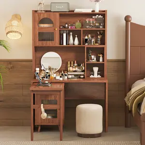 Computer Desk with 90 Degree Rotating Desktop, 43x70 Inch Office Desk with Storage Drawer and Cabinets, Gaming Desk with Shelves, Writing Desk for Study, Work Desk for Home