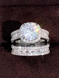 Elegant Artificial Sparkling Zircon Inlay Decorated Ring Set, Fashion Accessories for Women, Trendy All-match & Exquisite Jewelry for Birthday Gift