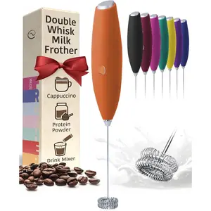 Milk Frother Wand - Easy to Use Handheld Electric Stirrer for  Drinks, Durable &  Coffee Whisk &  Mixer Wand, Hand Frother, Coffee Stirrers Electric (Orange)