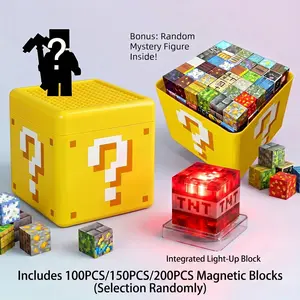 200pcs Glow Magnetic Building Blocks Set with Storage Box, Stem Educational Magnet Puzzle Toy, Creative Construction Kit for Kids 4-12 Years, Birthday Gift