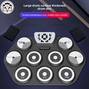 New Large Thickened Drumhead Hand-rolled Electronic Drum Set Drum Practice Tool for Adults Beginners Portable Percussion Pad electronic drum