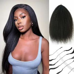 Kinky Straight Feather Crochet Hair Extensions Pre Looped Crochet Human Hair Curly For Black Women Pre Separated Knotless Crochet Hair