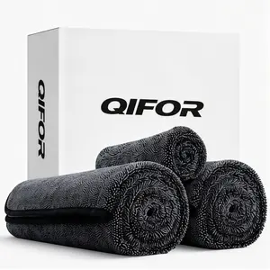 QIFOR Full-sized Drying Towel, 16x24“ /24x71“ Dual Sided Microfiber Car Cleaning Towel with Twisting Yarn Technique for SUVs, 1400GSM Super Absorbent, Scratch-free, Quick-dry, Machine Washable