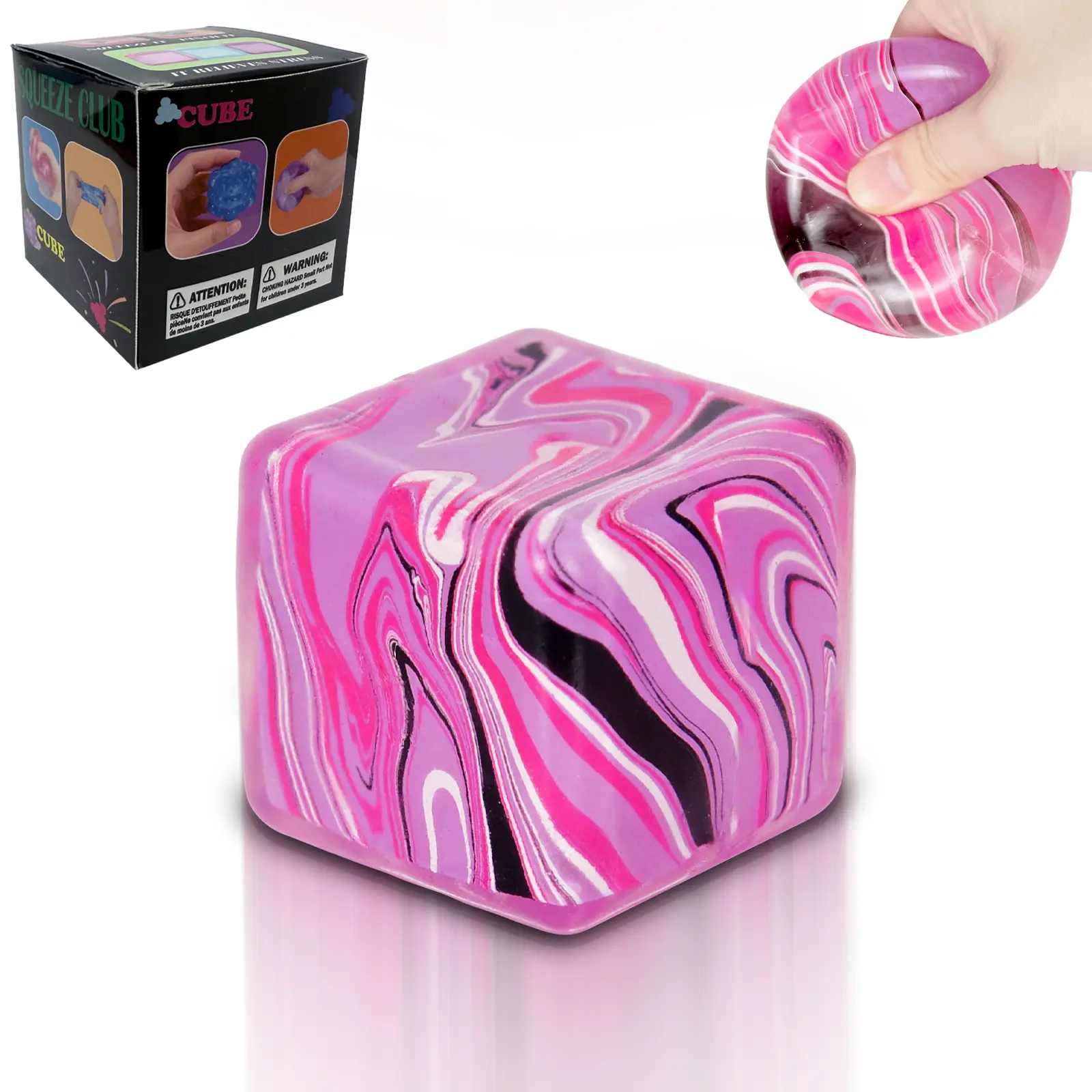 Cube-Shape Purple 2.16in Wonder Waves Texture Berg Teenie Decompression Sensory Fidget Toy, Flexible Sensory Fidget Gadget, Stress Reliever for Kids, Classrooms Relaxation Accessory with Intuitive Squeezing Cube Form