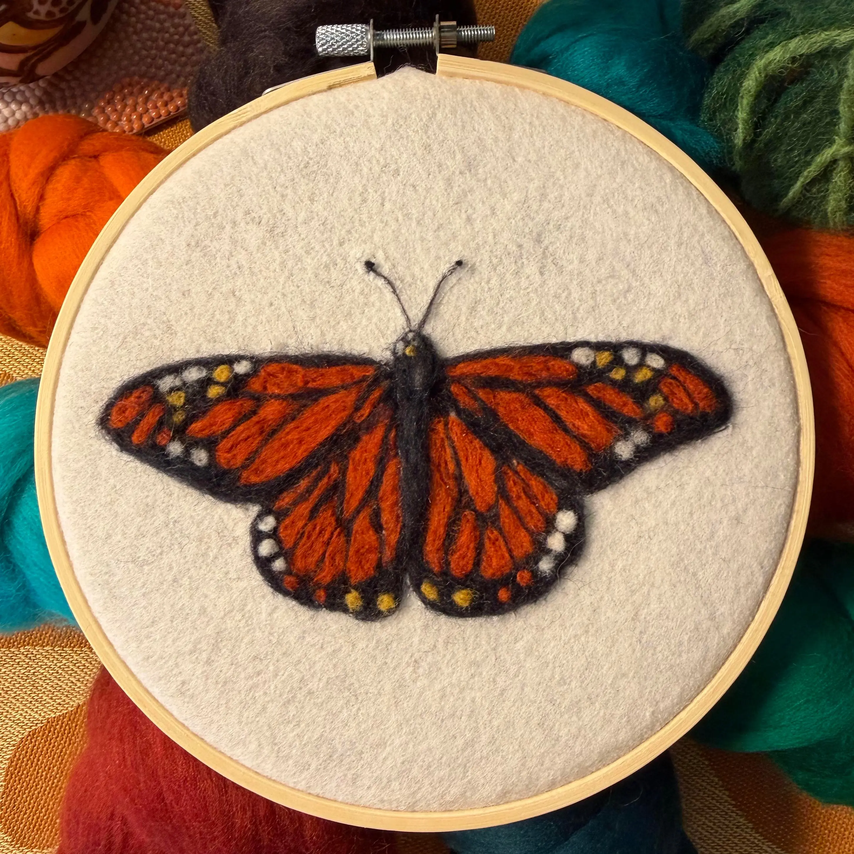 Monarch Butterfly Needle Felt Painting Kit, Beginner Friendly Wool Craft (No Mess)