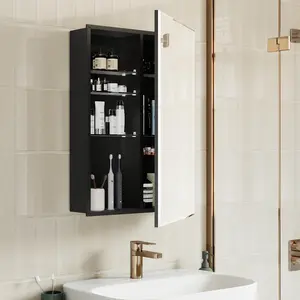 Recessed Medicine Cabinet for Bathroom with Mirror: Modern Frameless Wall Mount Mirrored Vanity Chest - 16 x 24 inch Small Storage Cabinet with Adjustable Shelves door mirror wine  cabinet